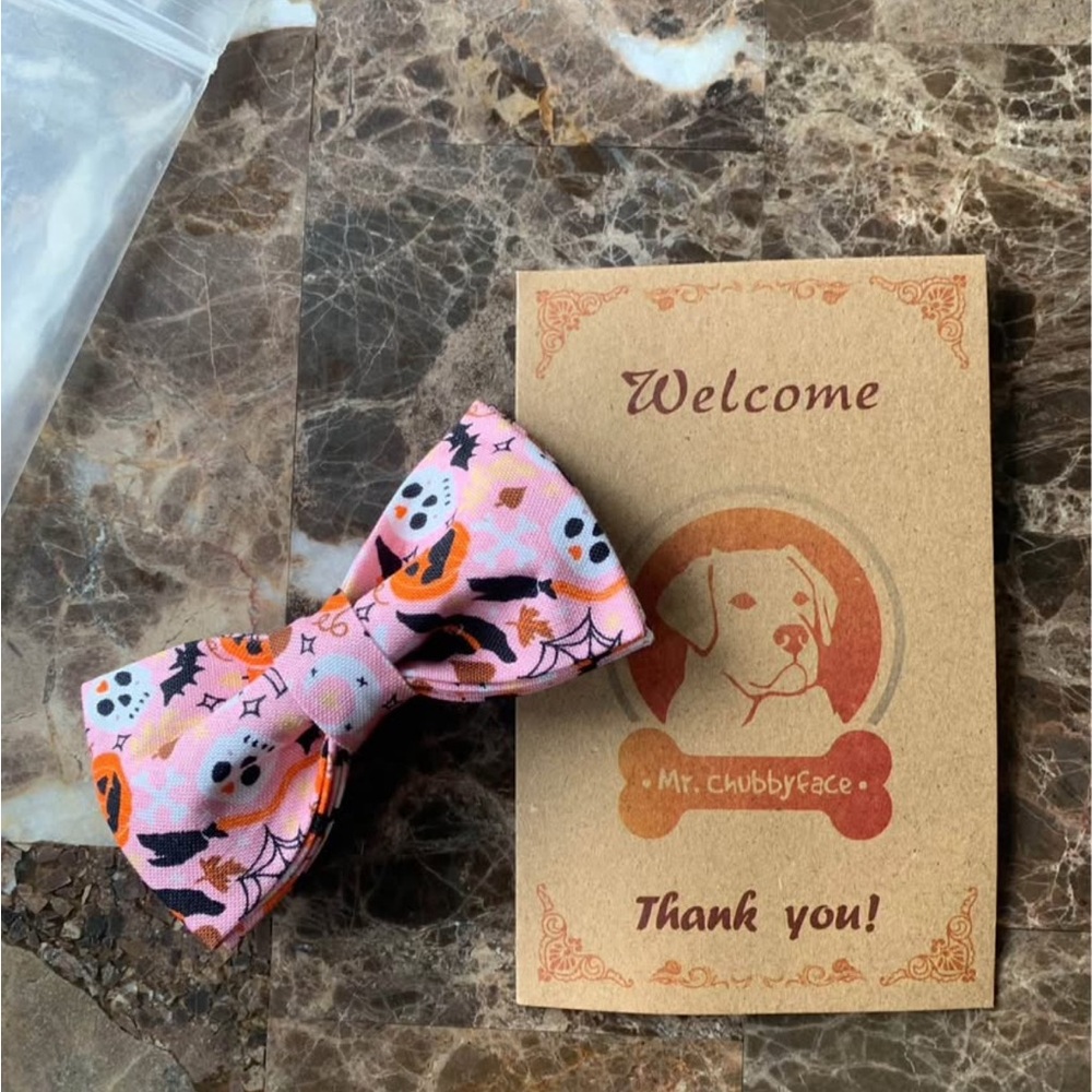 Dog Hat / Skull / Pumpkin / Spiderwebs Halloween 
Bow tie 
Size XS